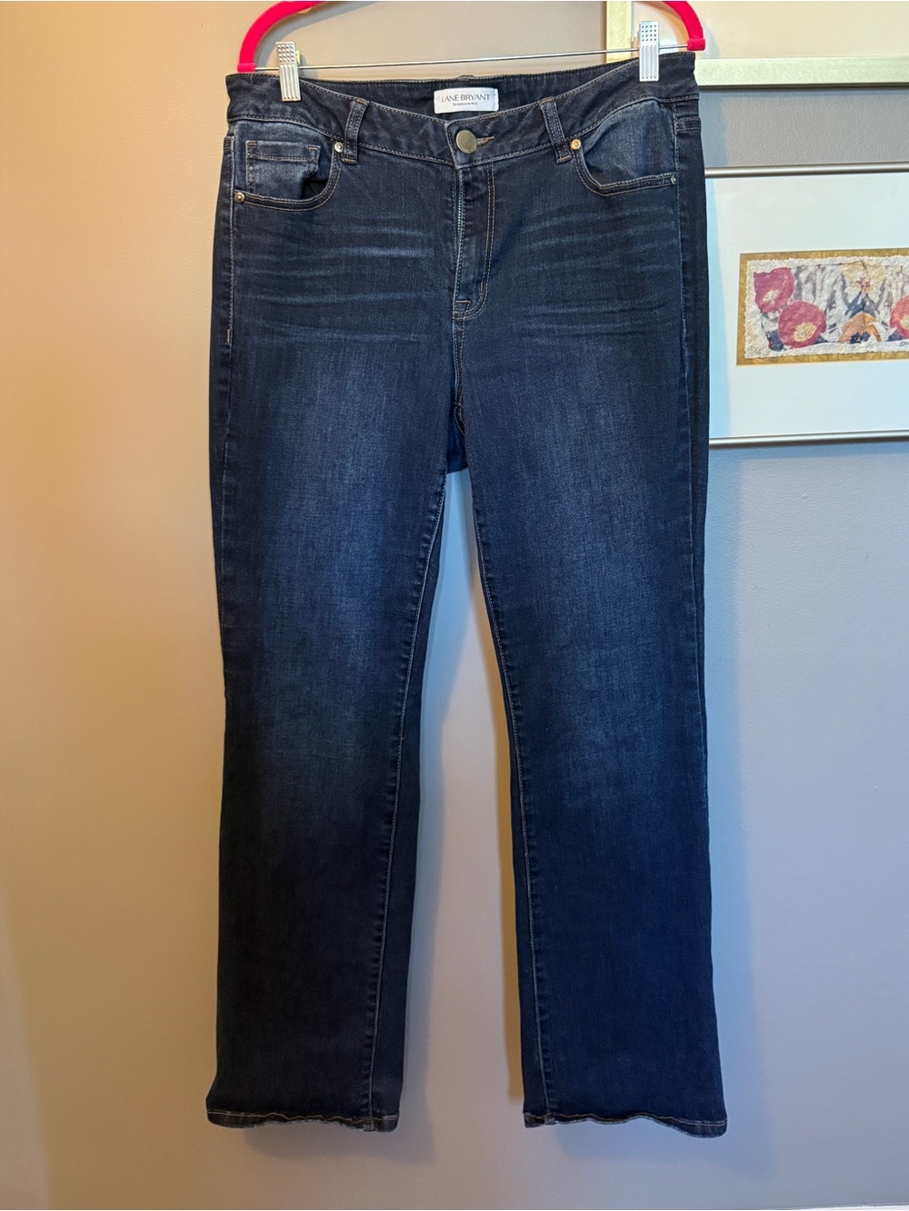 Lane Bryant Dark Wash Straight Leg Cropped Jeans - Dark Blue